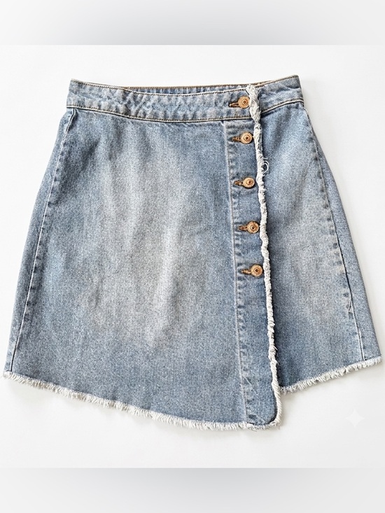 Zara Dresses & Skirts - Zara Women’s Asymmetrical Mini Denim Jean Button Front Skirt Size XS Extra Small